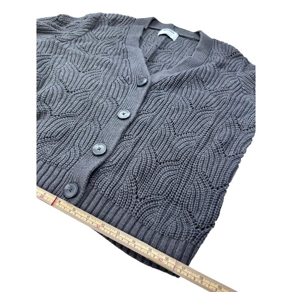 Old Navy Gray Cable Knit Button-Up Cardigan Sweater M 60% Cotton 40% Acrylic Wom - Picture 10 of 11